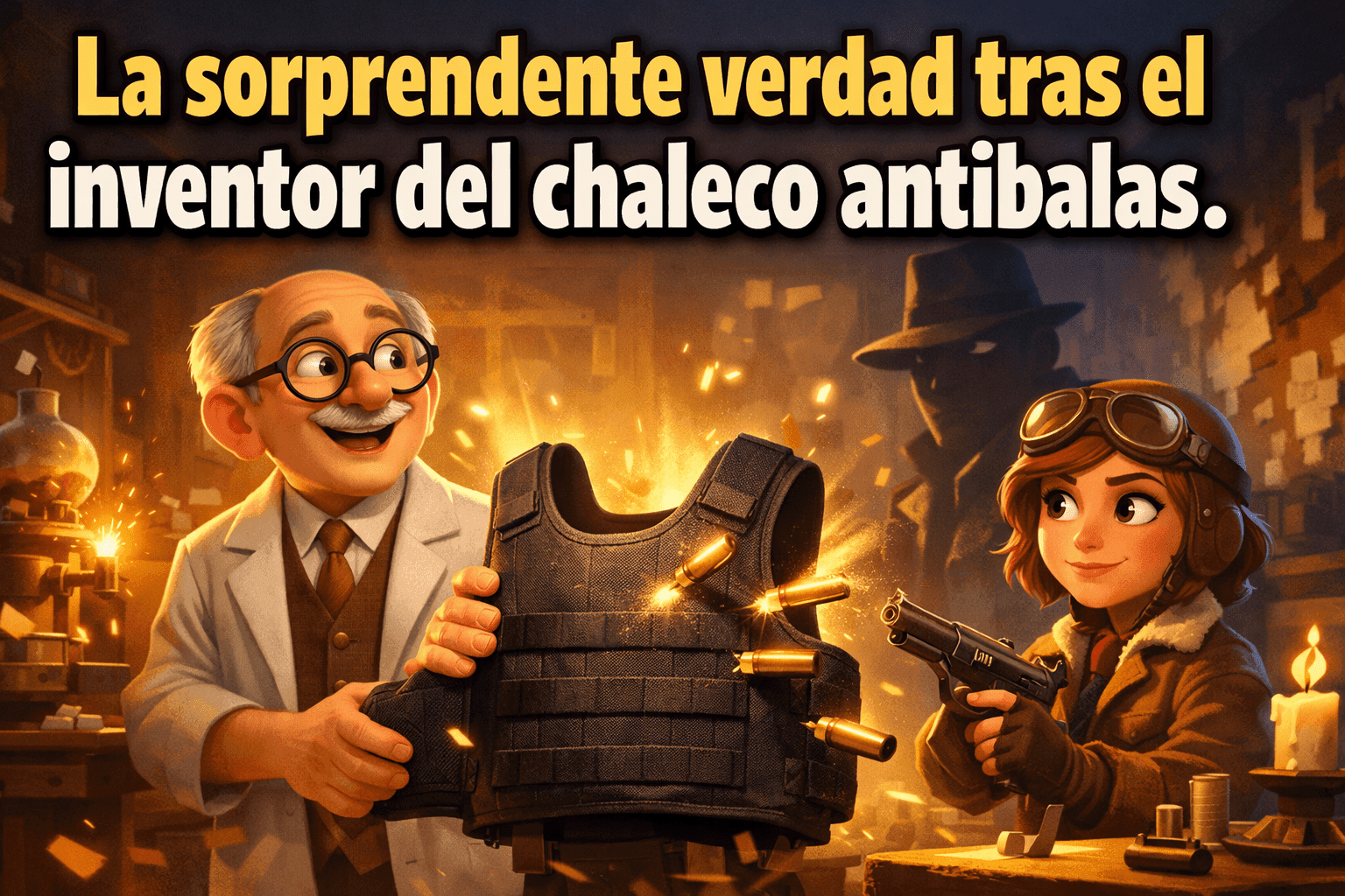 Imagen generada con IA para el artículo El sorprendente inventor del chaleco antibalas y su historia real