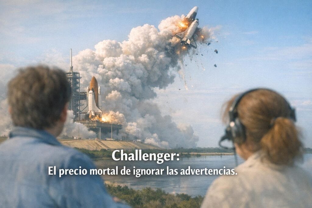 Imagen generada con IA para el artículo Challenger: El Desastre por Juntas Tóricas y Advertencias Ignoradas