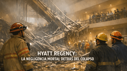 Imagen generada con IA para el artículo Hyatt Regency: Impactante Colapso de Pasarelas por Negligencia en 1981