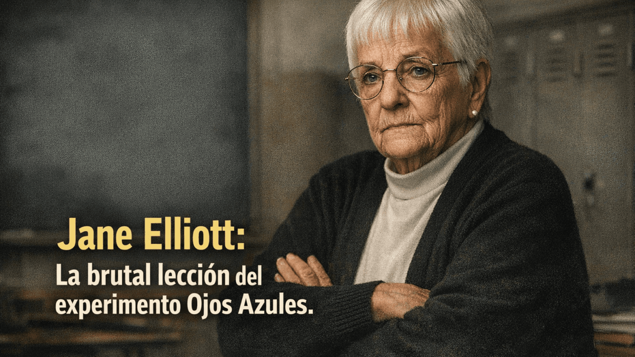 Imagen generada con IA para el artículo Jane Elliott: Experimento Ojos Azules y la Brutal Lección Racismo