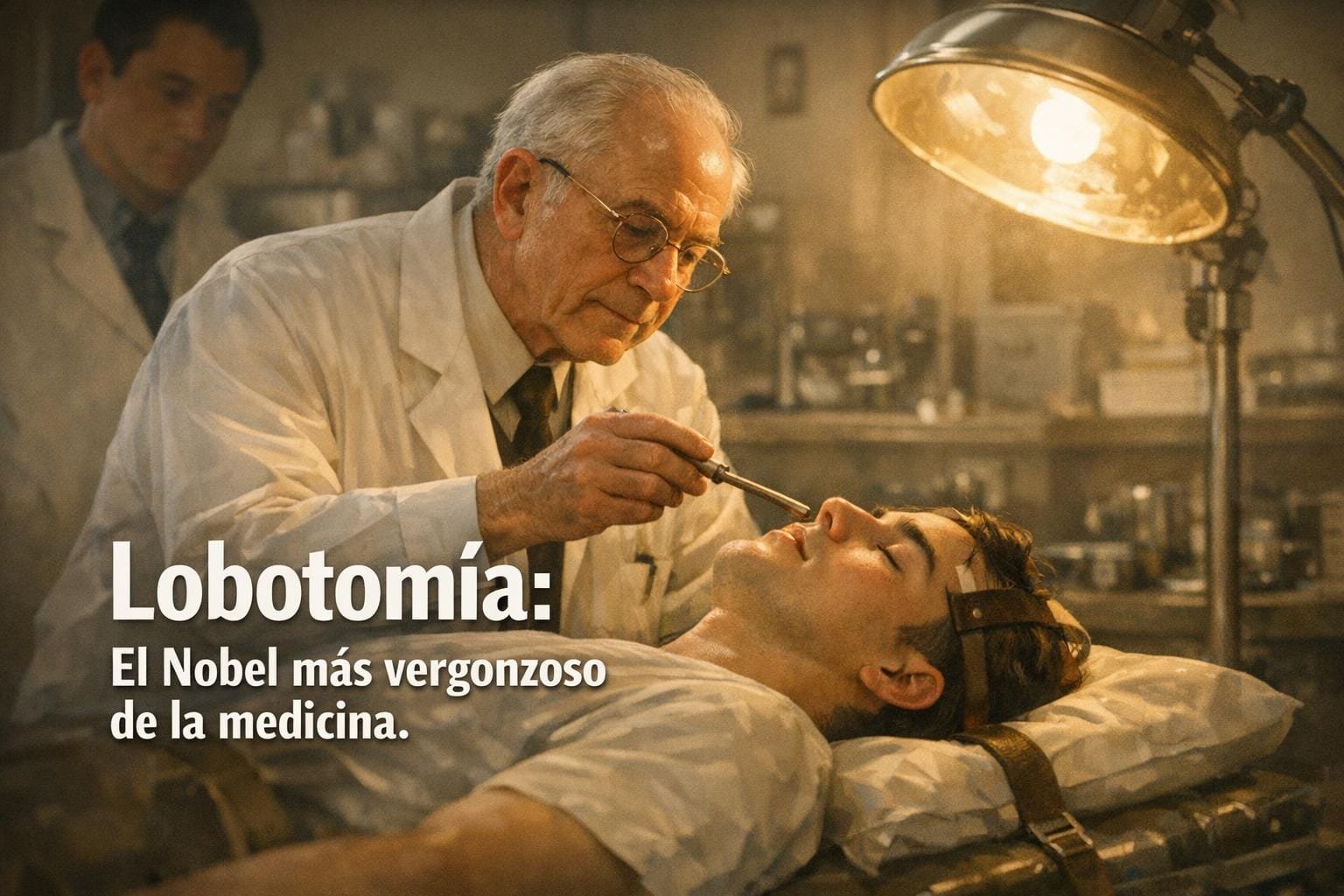 Imagen generada con IA para el artículo Lobotomía: El Vergonzoso Premio Nobel de la Historia Médica