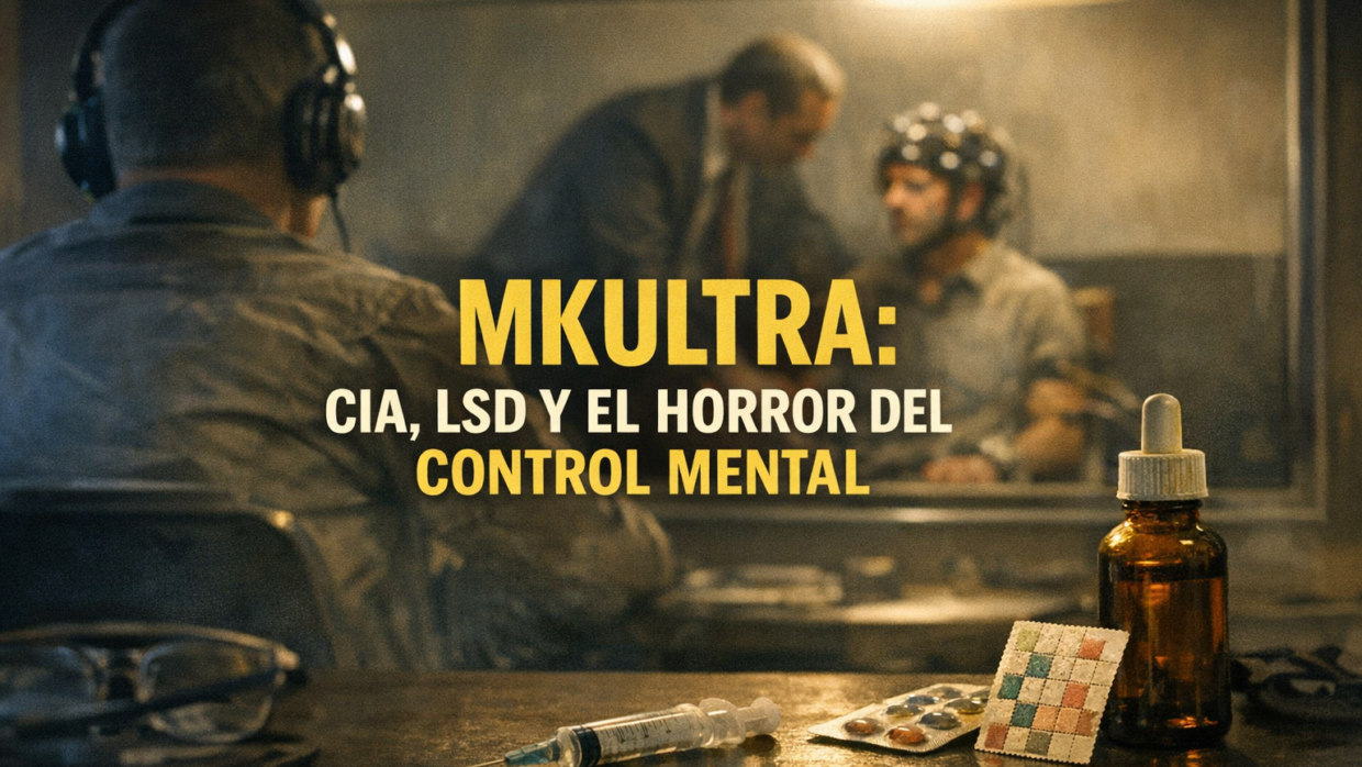 Imagen generada con IA para el artículo Escalofriante MKUltra: CIA, Control Mental y Experimentos LSD