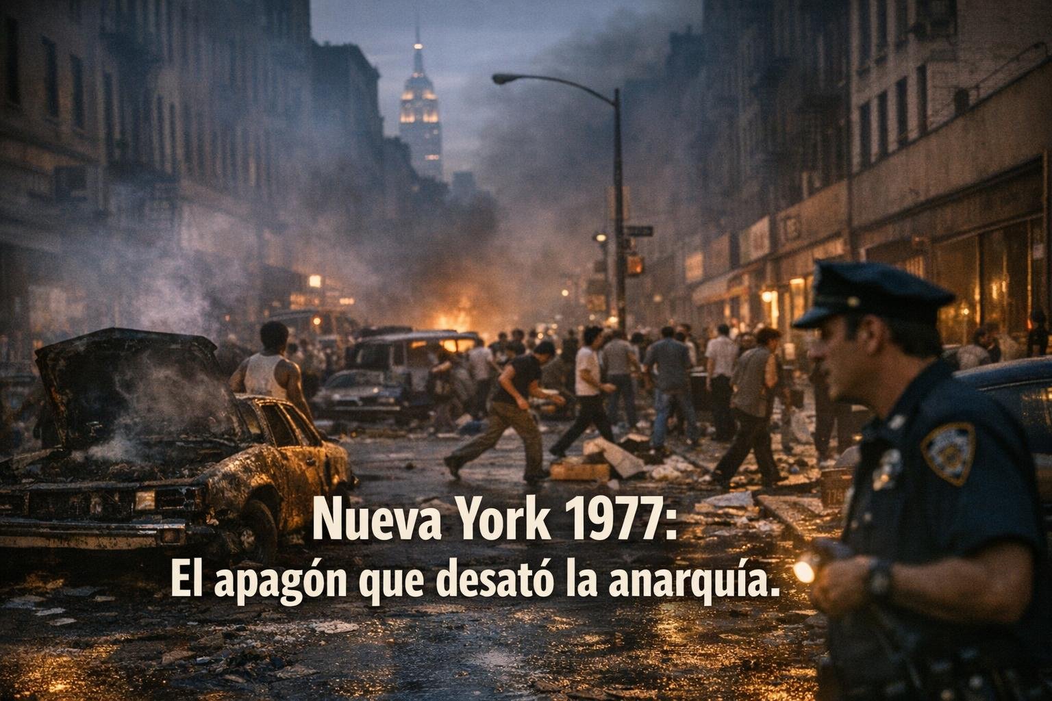 Imagen generada con IA para el artículo Nueva York 1977: El Devastador Apagón que Desató la Anarquía