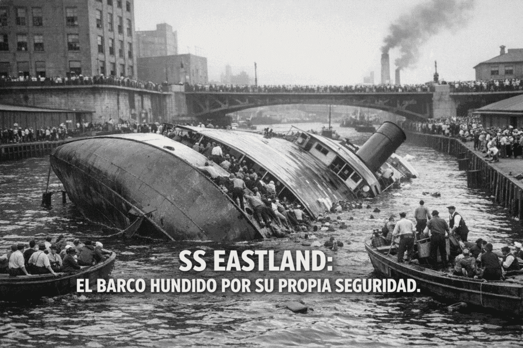 Imagen generada con IA para el artículo SS Eastland: La Absurda Tragedia de Seguridad en Chicago 1915