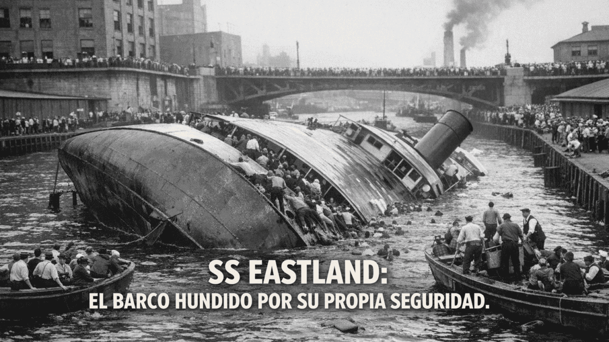 Imagen generada con IA para el artículo SS Eastland: La Absurda Tragedia de Seguridad en Chicago 1915