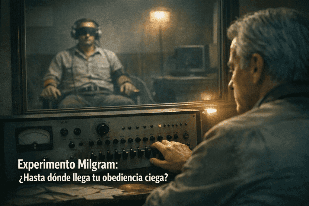 El Inquietante Experimento Milgram: Obediencia y Ética Hoy 1 Imagen generada con IA para el artículo El Inquietante Experimento Milgram: Obediencia y Ética Hoy
