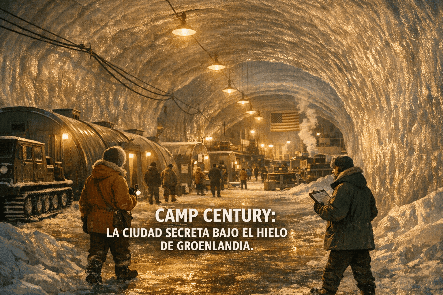 Imagen generada con IA para el artículo Camp Century: El Fascinante Secreto Subterráneo de Groenlandia