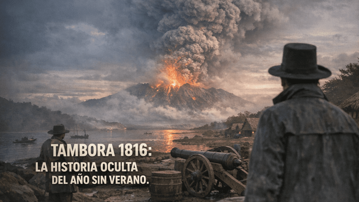 Imagen generada con IA para el artículo El Año Sin Verano: Tambora 1816. Historia Asombrosa y Olvidada