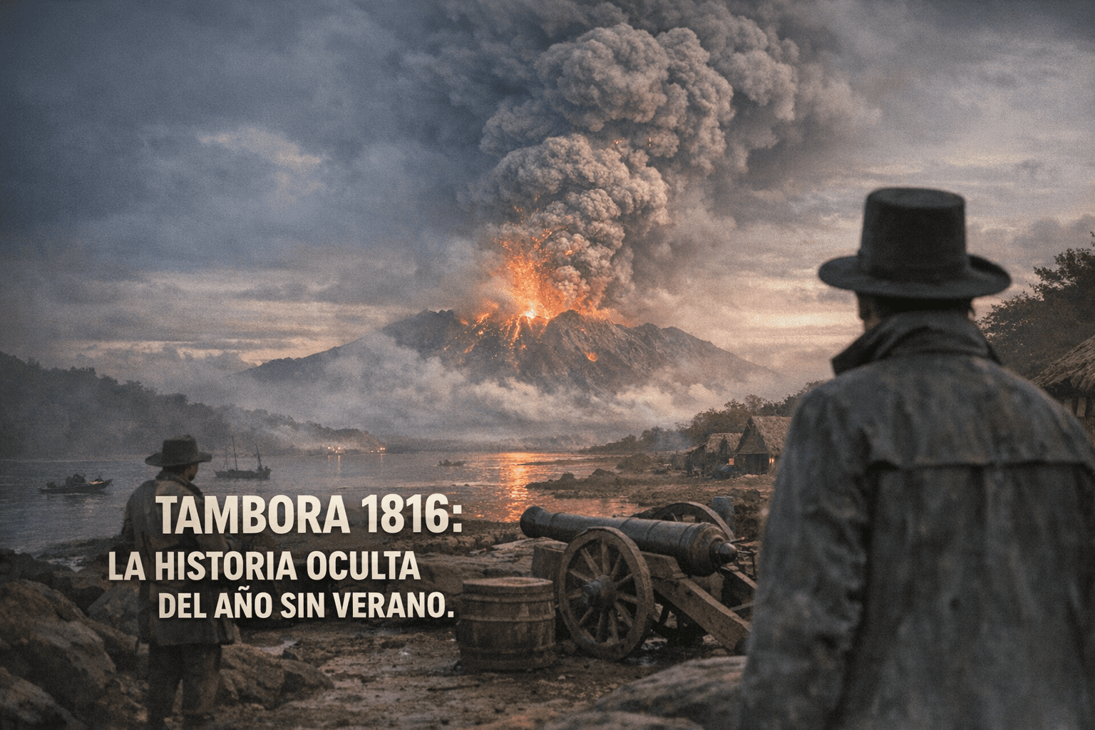 Imagen generada con IA para el artículo El Año Sin Verano: Tambora 1816. Historia Asombrosa y Olvidada
