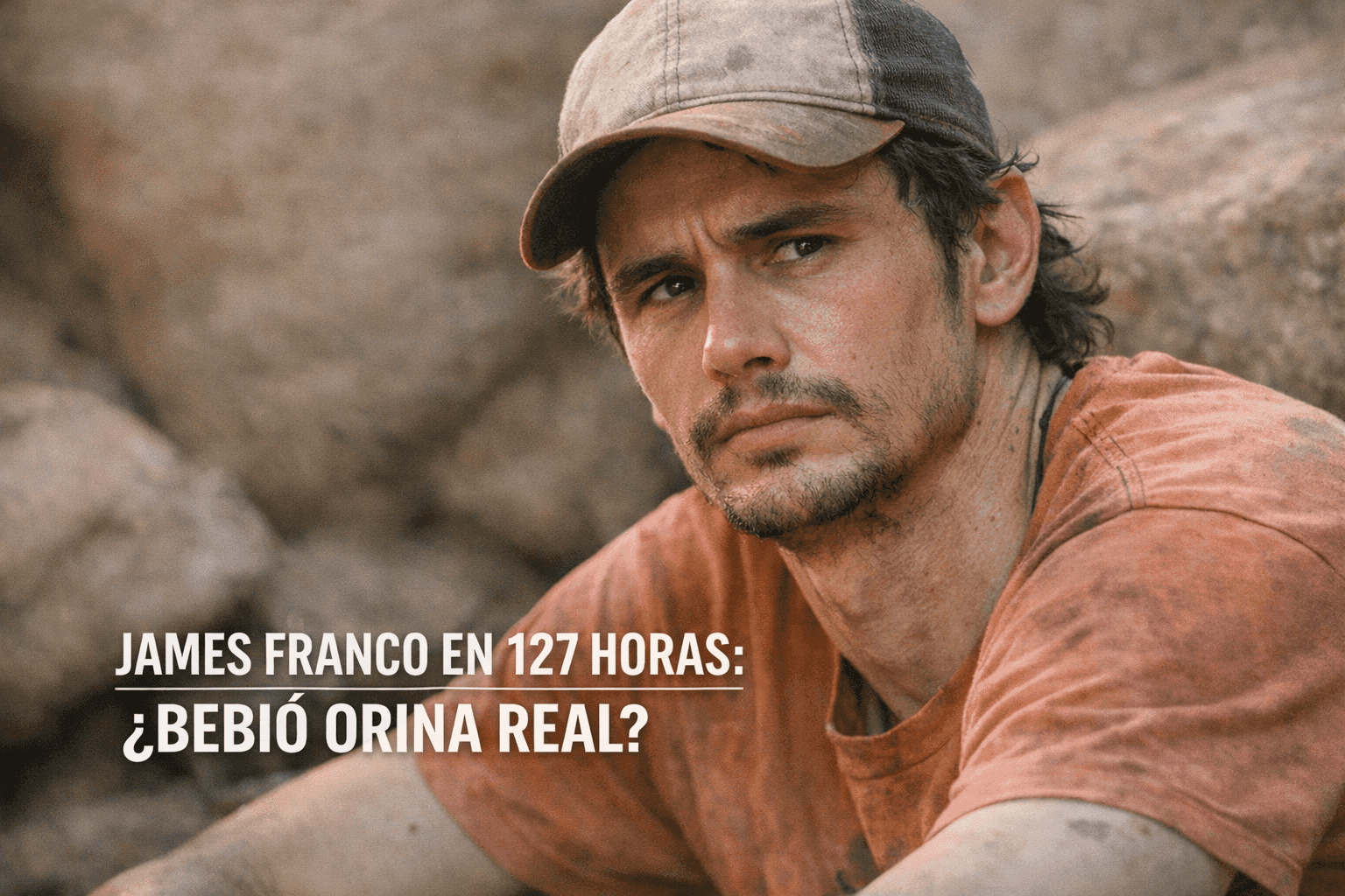 Imagen generada con IA para el artículo ¡Impactante! ¿James Franco bebió orina real en 127 Horas?