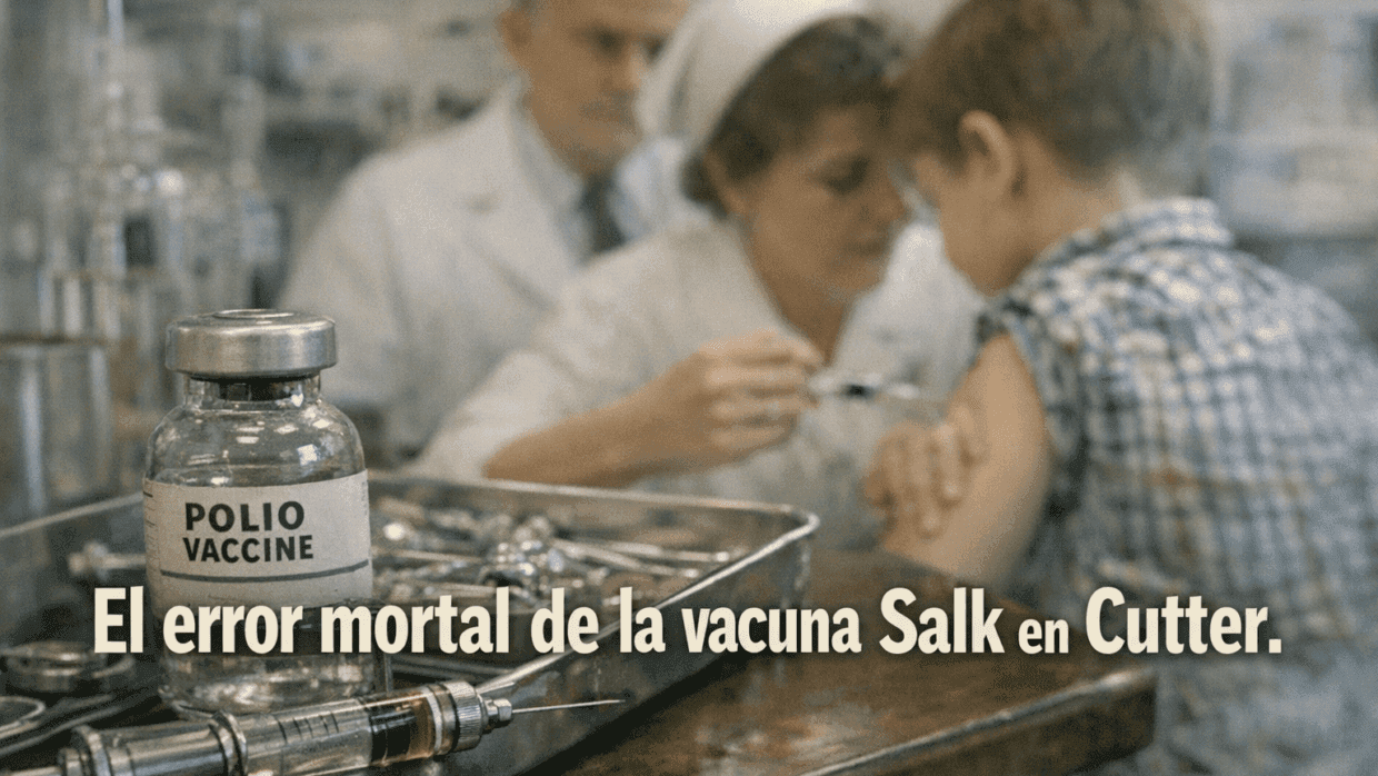 Imagen generada con IA para el artículo Polio: La fatal tragedia del error de la vacuna Salk en Cutter
