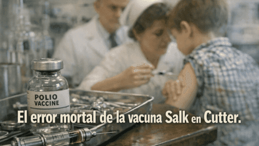 Imagen generada con IA para el artículo Polio: La fatal tragedia del error de la vacuna Salk en Cutter