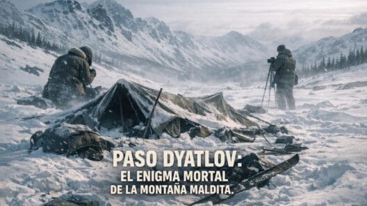 Imagen generada con IA para el artículo Paso Dyatlov: El Misterio Mortal de la Montaña de la Muerte