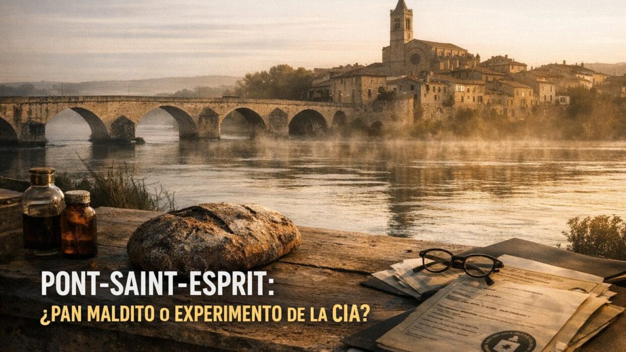 Imagen generada con IA para el artículo El Aterrador Caso de Pont-Saint-Esprit: ¿Ergotismo o CIA?