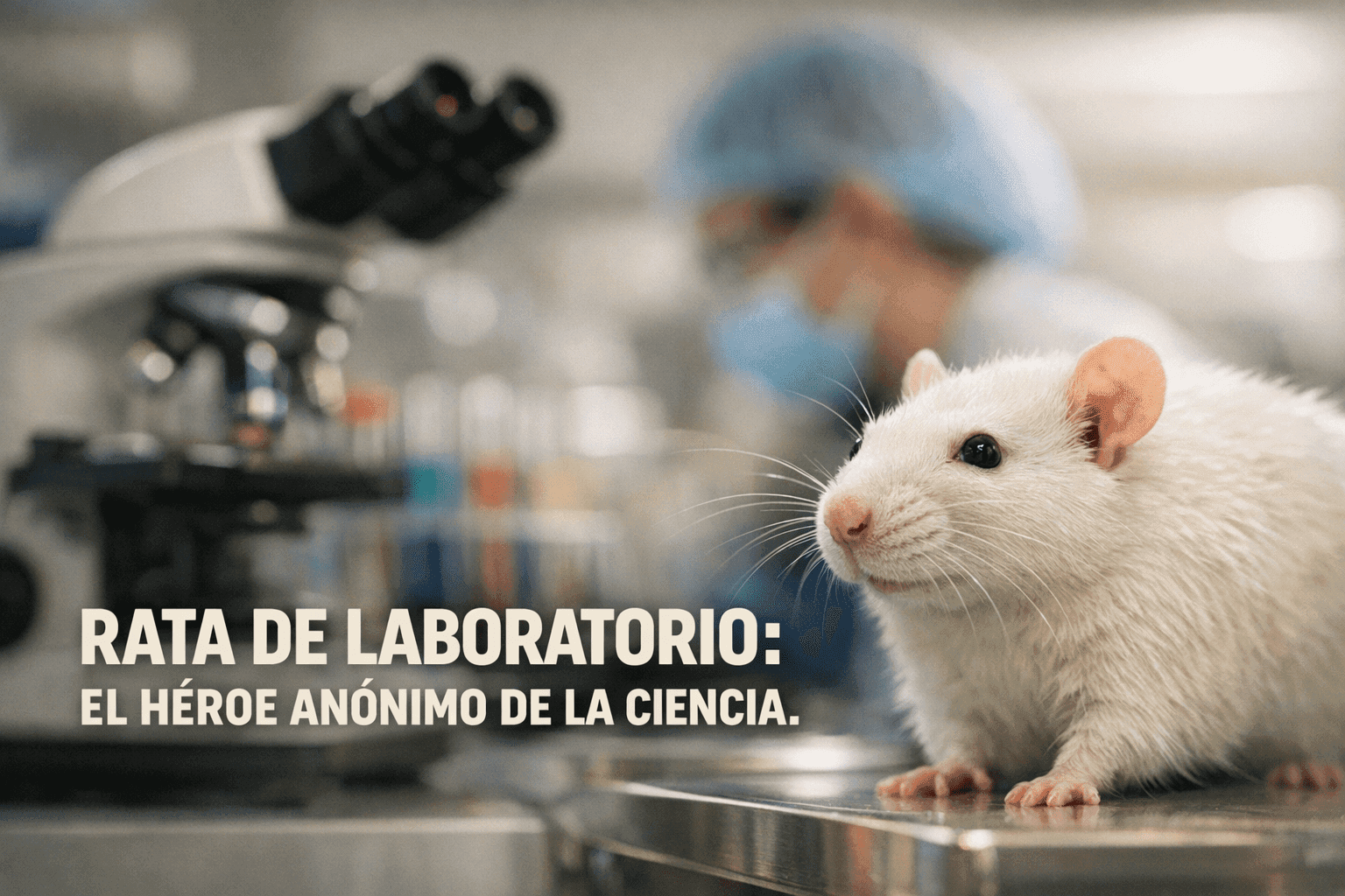 Imagen generada con IA para el artículo Rata de Laboratorio: El Héroe Anónimo de la Investigación Científica