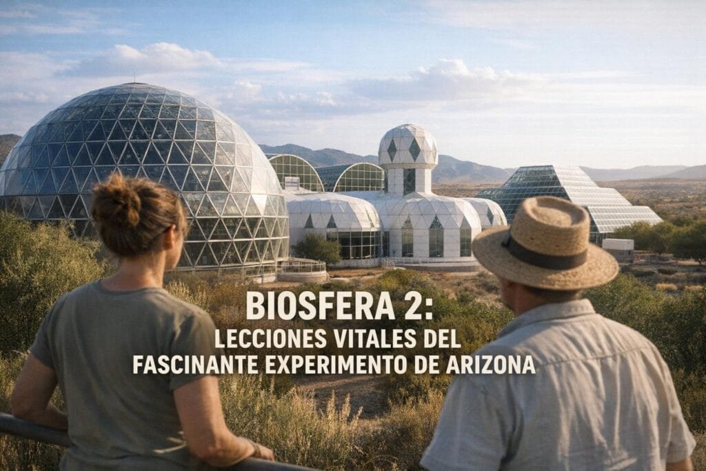 Imagen generada con IA para el artículo Biosfera 2: El Fascinante Experimento de Arizona y sus Lecciones Vitales