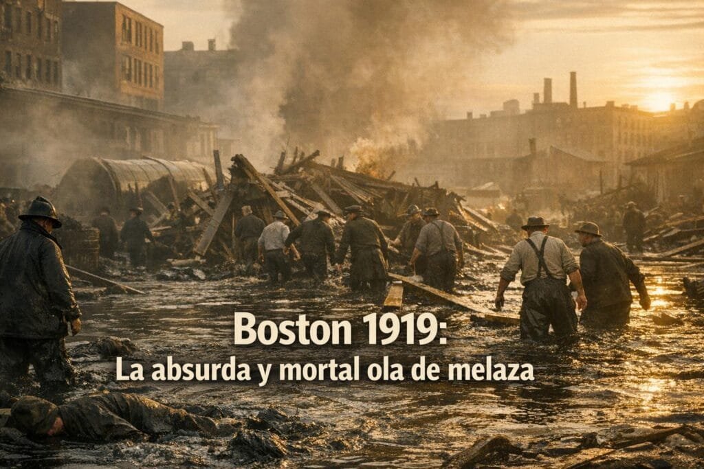 Boston 1919: La Mortal Inundación de Melaza Más Absurda 1 Imagen generada con IA para el artículo Boston 1919: La Mortal Inundación de Melaza Más Absurda