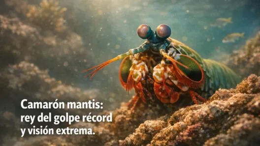 Imagen generada con IA para el artículo Camarón Mantis: Puñetazo Récord y Visión Extrema del Rey del Mar.