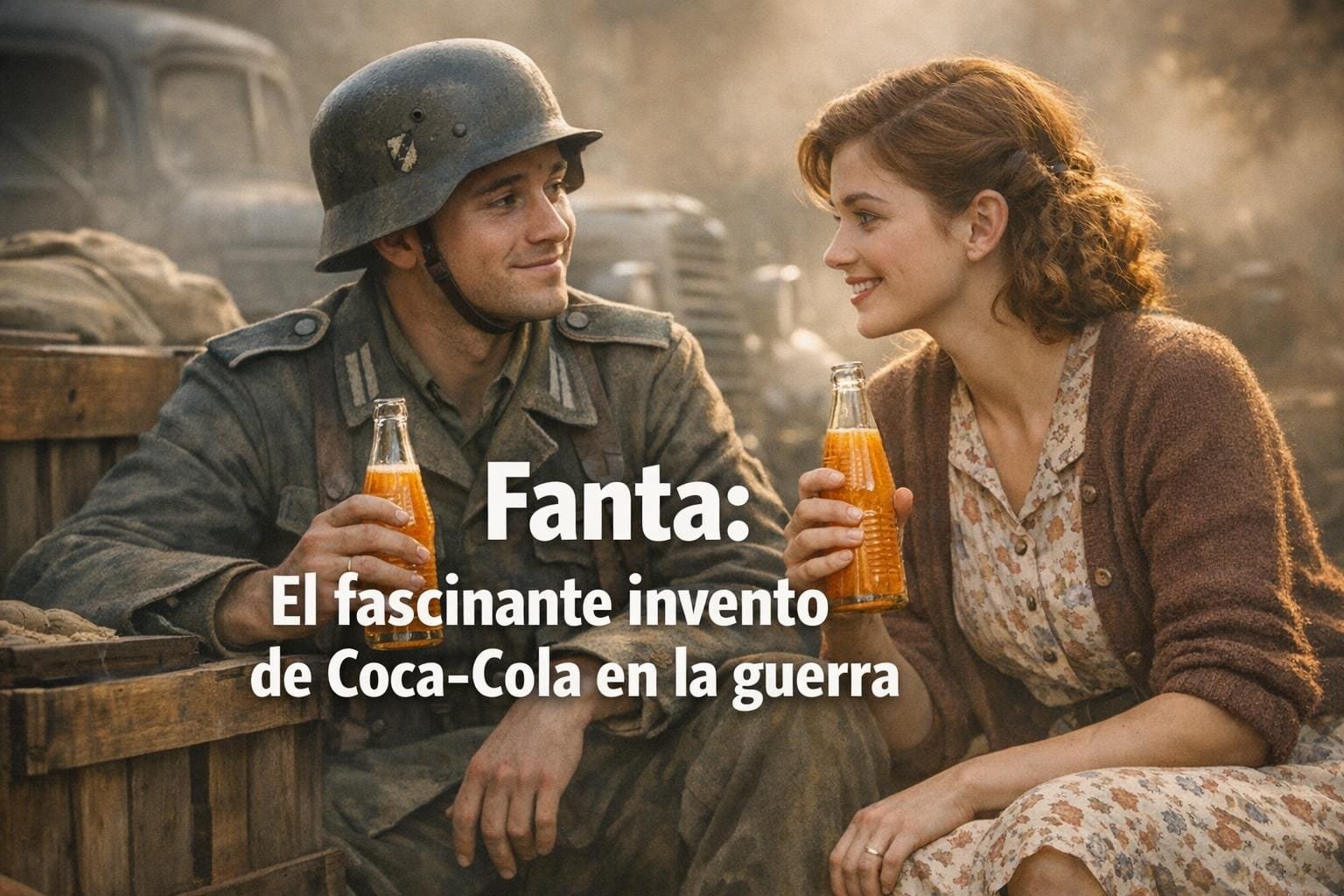 Imagen generada con IA para el artículo Fanta: El Fascinante Origen en la WWII y su Vínculo Coca-Cola