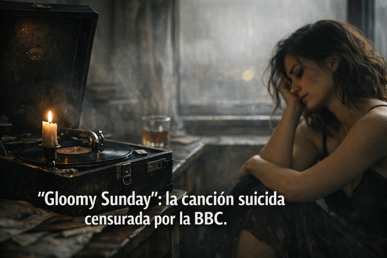 Imagen generada con IA para el artículo "Gloomy Sunday": La Fascinante Canción Suicida Prohibida por la BBC