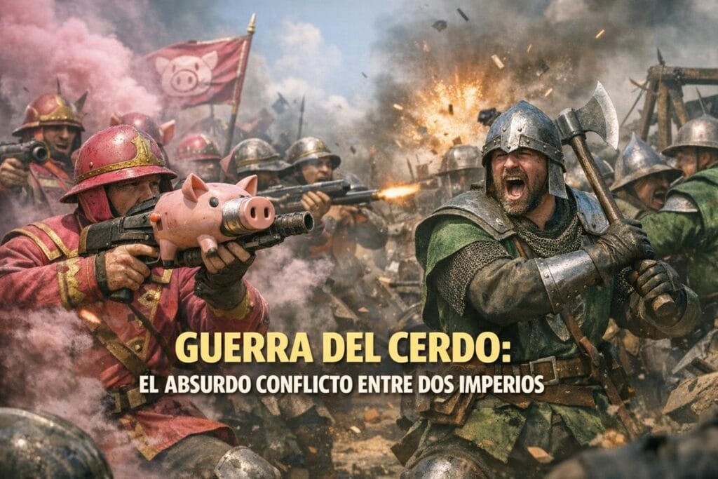 Imagen generada con IA para el artículo Guerra del Cerdo: La Absurda Disputa entre EE. UU. y el Imperio Británico