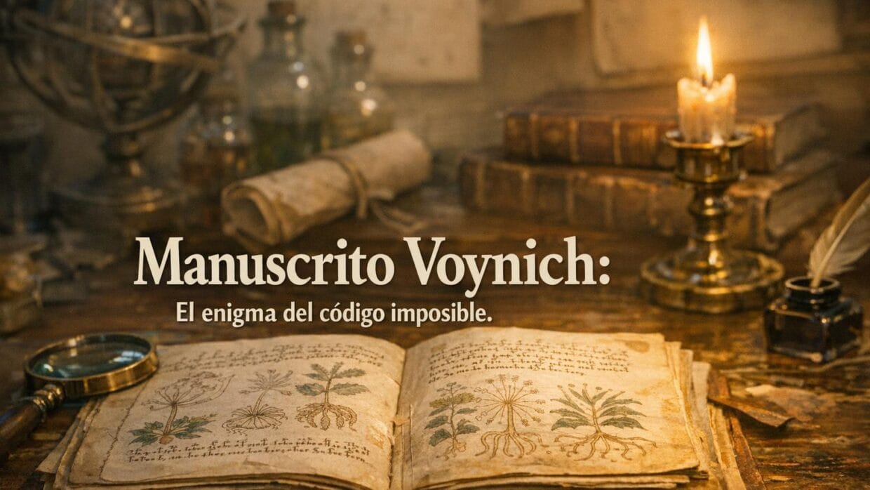 Imagen generada con IA para el artículo Manuscrito Voynich: El Misterio del Código Indescifrable