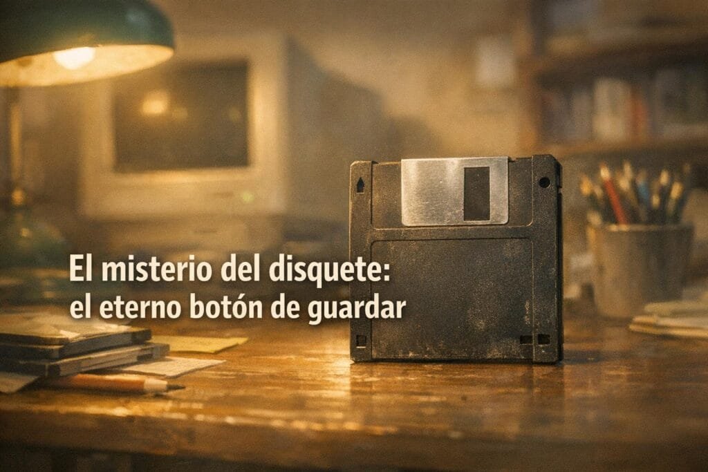 El increíble misterio del icono disquete: ¿Por qué aún es guardar? 1 Imagen generada con IA para el artículo El increíble misterio del icono disquete: ¿Por qué aún es guardar?