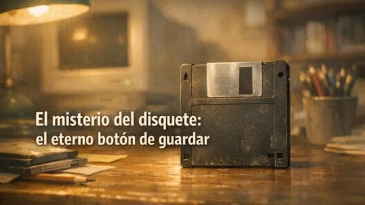Imagen generada con IA para el artículo El increíble misterio del icono disquete: ¿Por qué aún es guardar?