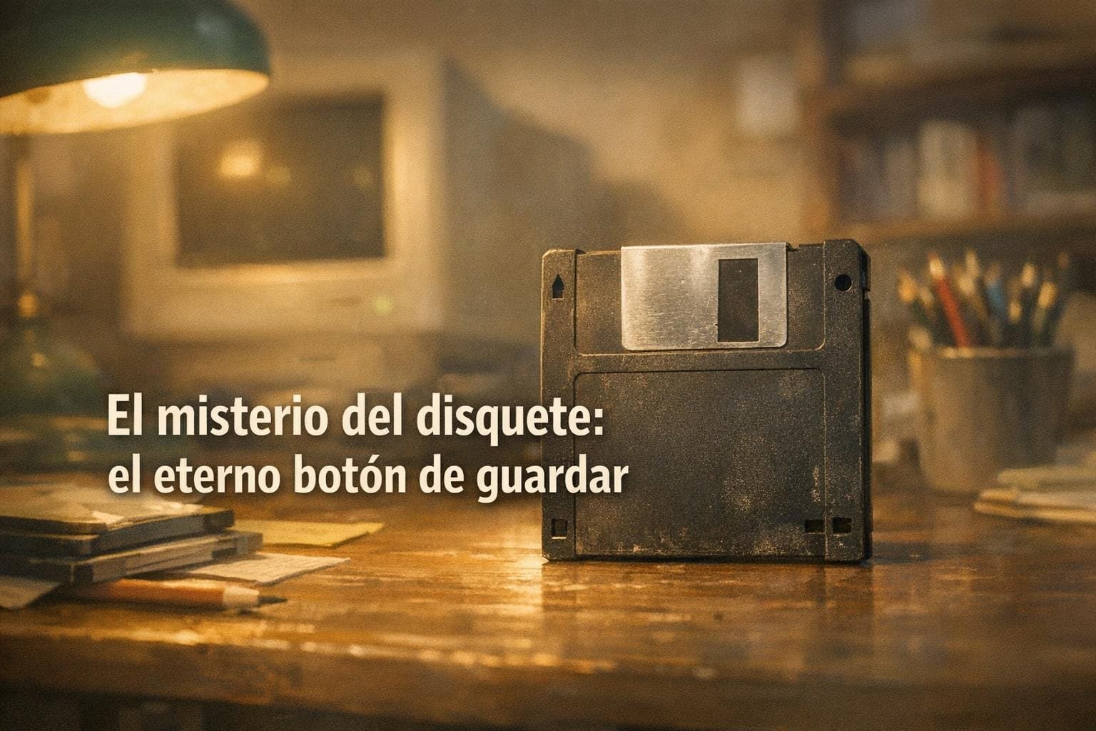 Imagen generada con IA para el artículo El increíble misterio del icono disquete: ¿Por qué aún es guardar?