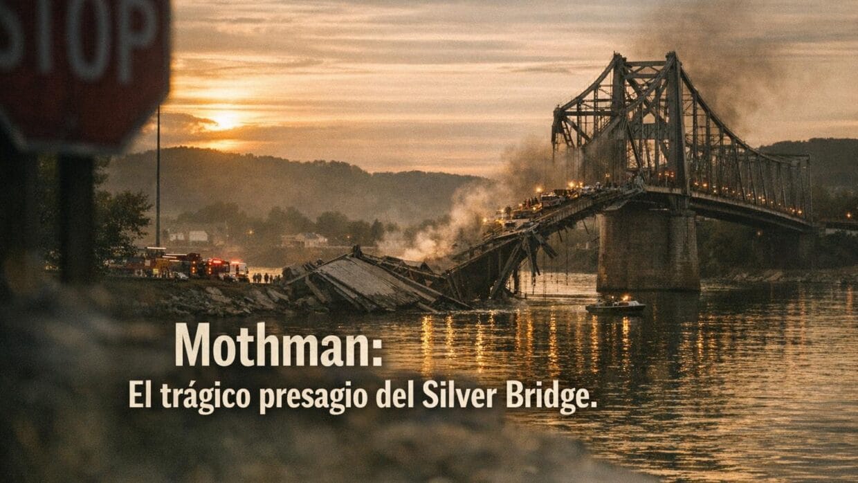 Imagen generada con IA para el artículo Mothman: Presagio y Tragedia en Point Pleasant y el Silver Bridge