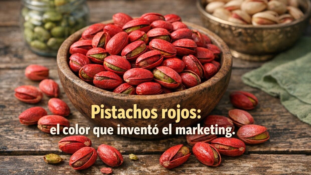 Imagen generada con IA para el artículo Pistachos Rojos: La Fascinante Historia de su Color y Marketing