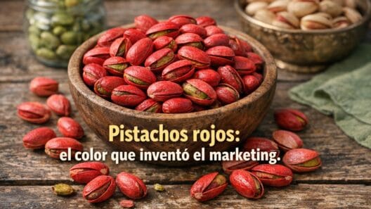 Imagen generada con IA para el artículo Pistachos Rojos: La Fascinante Historia de su Color y Marketing