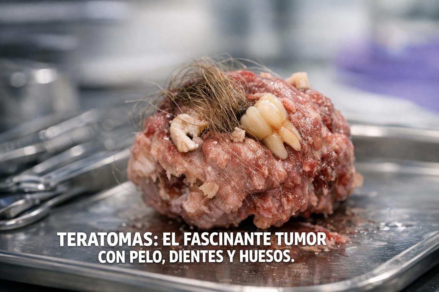 Imagen generada con IA para el artículo Teratomas: La Fascinante Anomalía con Pelo, Dientes y Huesos
