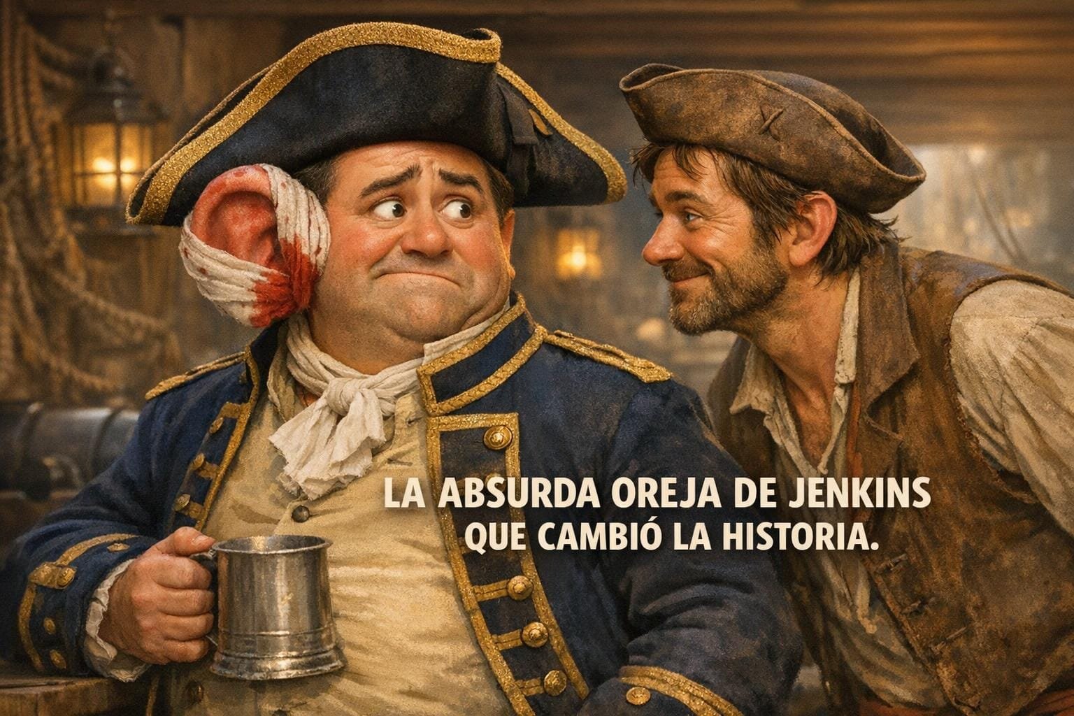 Imagen generada con IA para el artículo Guerra de la Oreja de Jenkins: El Incidente Absurdo que Cambió la Historia