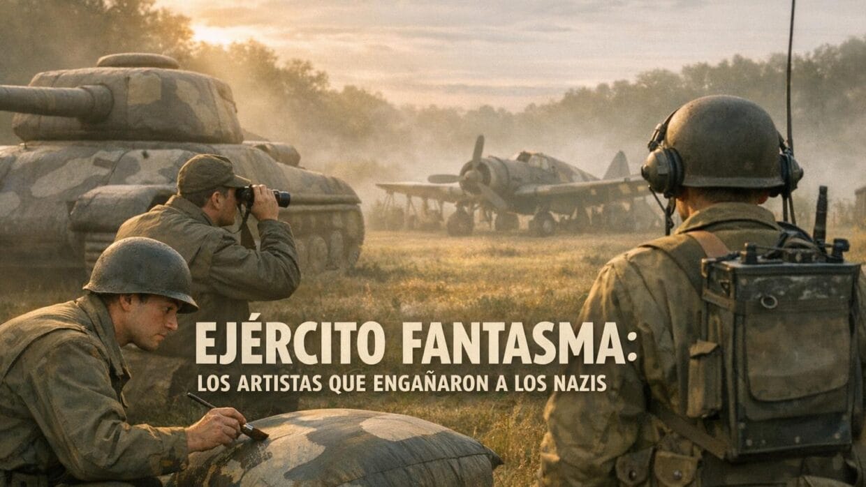 El Fascinante Ejército Fantasma: Artistas del Engaño en la II GM 6 Imagen generada con IA para el artículo El Fascinante Ejército Fantasma: Artistas del Engaño en la II GM