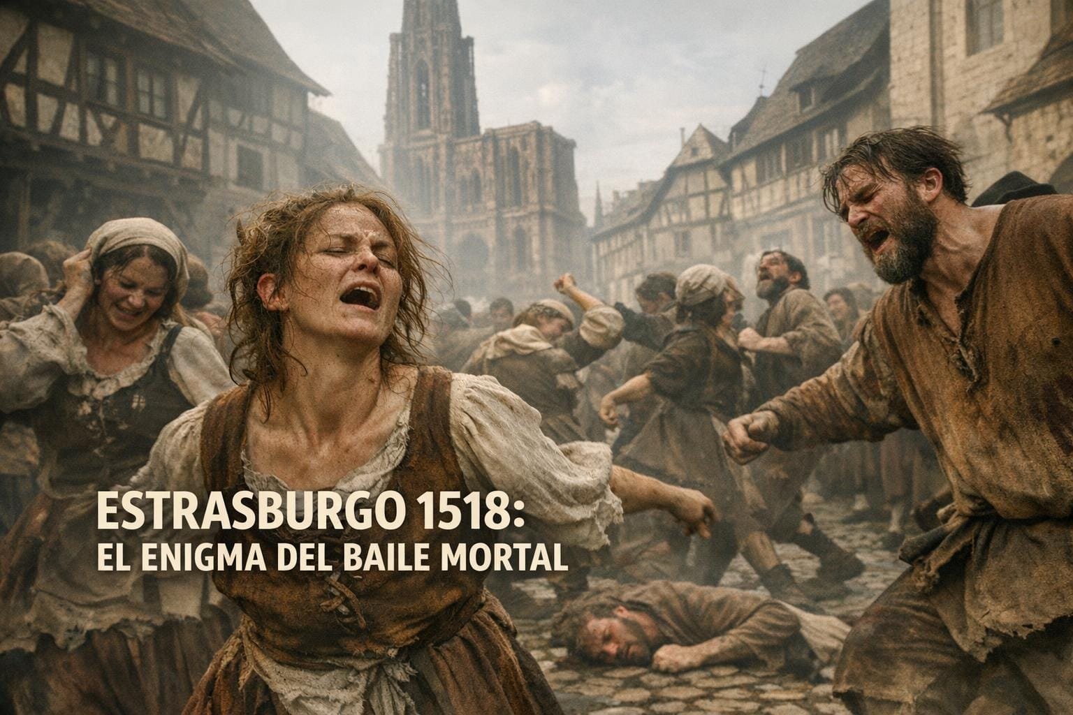 Imagen generada con IA para el artículo La Plaga del Baile de Estrasburgo 1518: Un Misterio Mortal