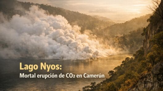 Imagen generada con IA para el artículo Lago Nyos: La Mortal Erupción Límnica del Gas CO2 en Camerún
