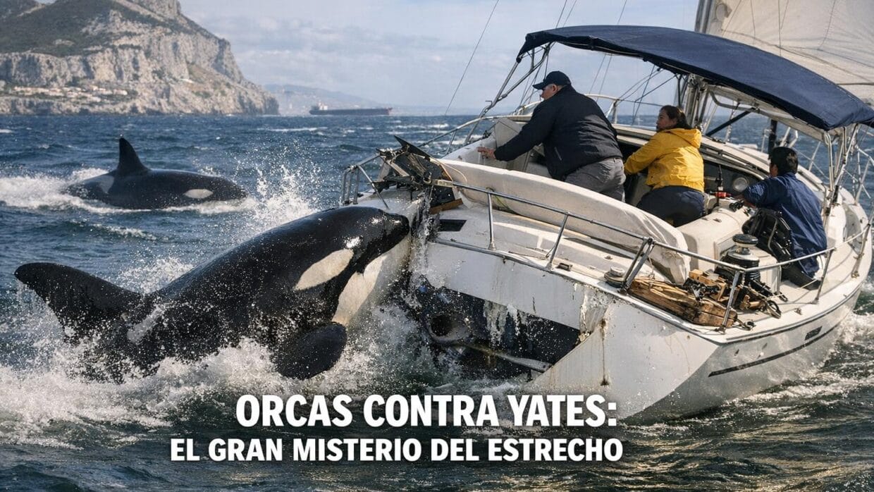 Imagen generada con IA para el artículo Misterioso: Orcas del Estrecho de Gibraltar Interaccionan con Yates