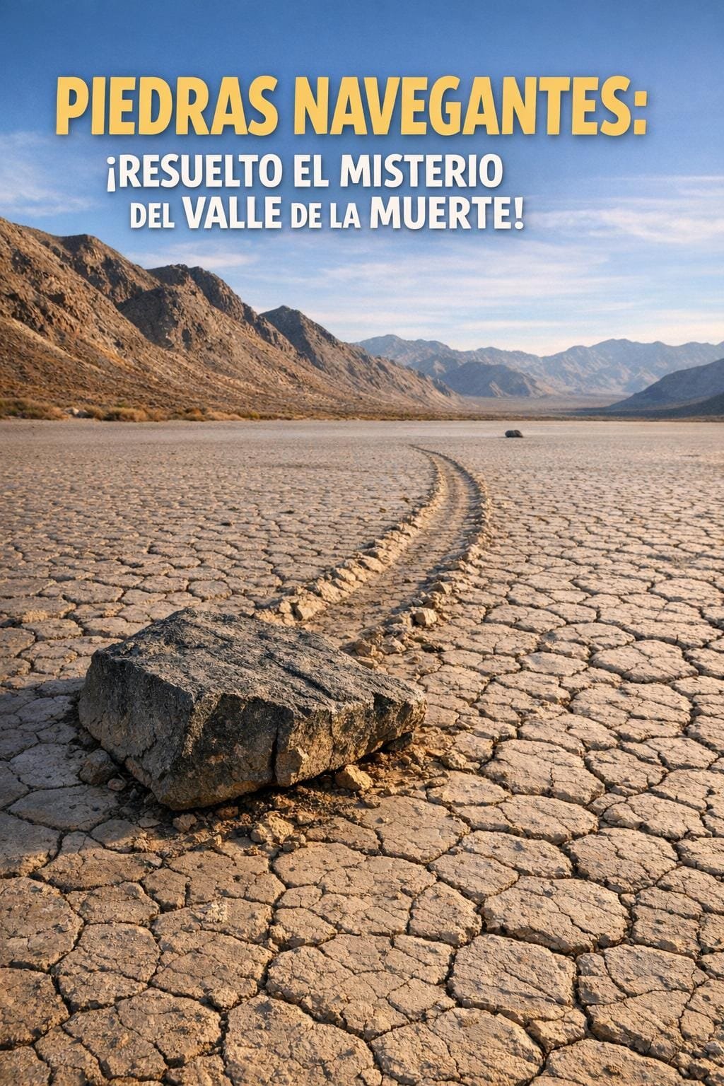 Imagen generada con IA para el artículo Piedras Navegantes Valle de la Muerte: ¡Misterio Resuelto!