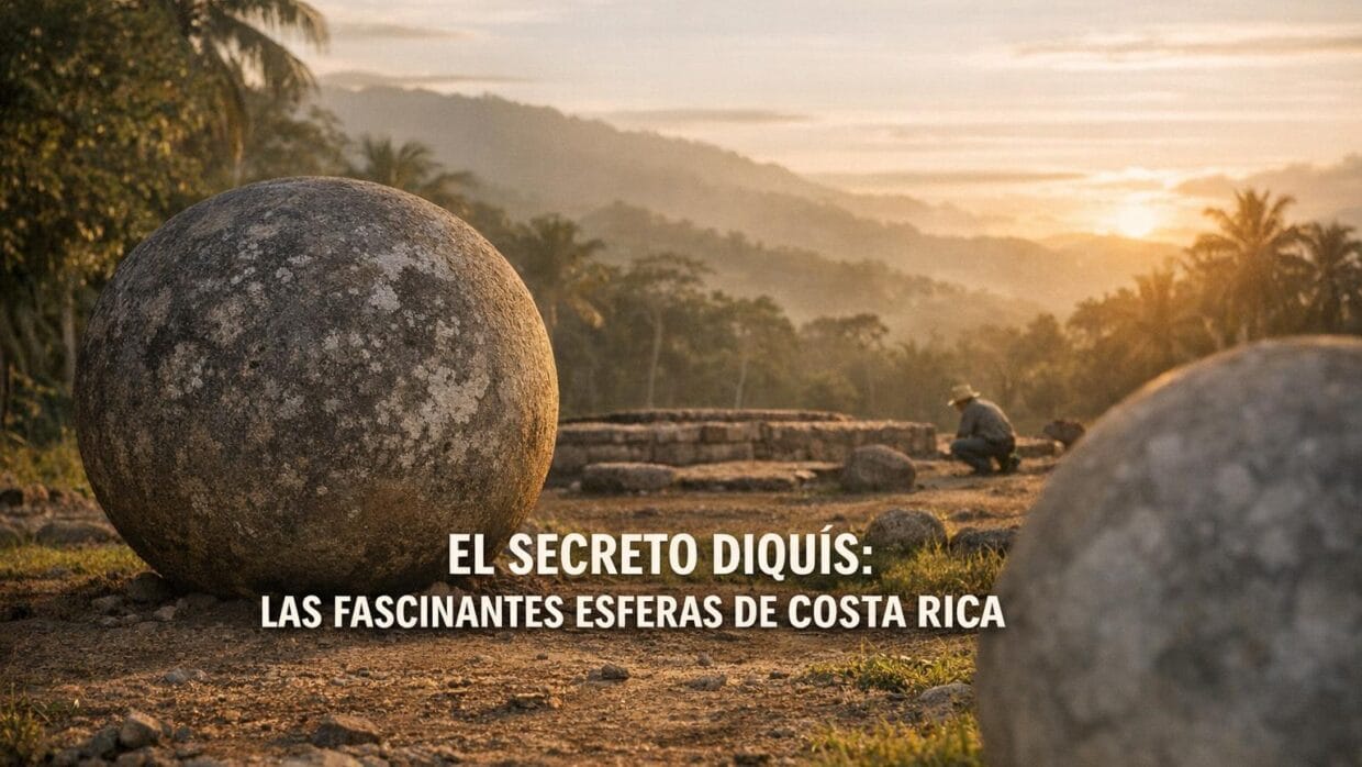 Imagen generada con IA para el artículo Fascinantes Esferas de Piedra de Costa Rica: El Secreto Diquís