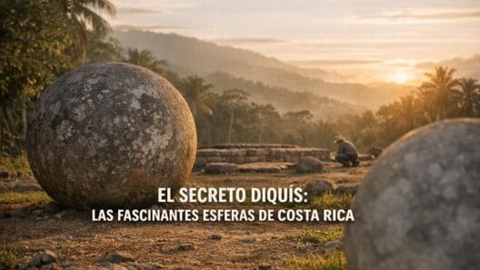 Imagen generada con IA para el artículo Fascinantes Esferas de Piedra de Costa Rica: El Secreto Diquís