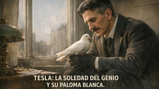 Imagen generada con IA para el artículo Nikola Tesla: el genio solitario y su conmovedora paloma blanca