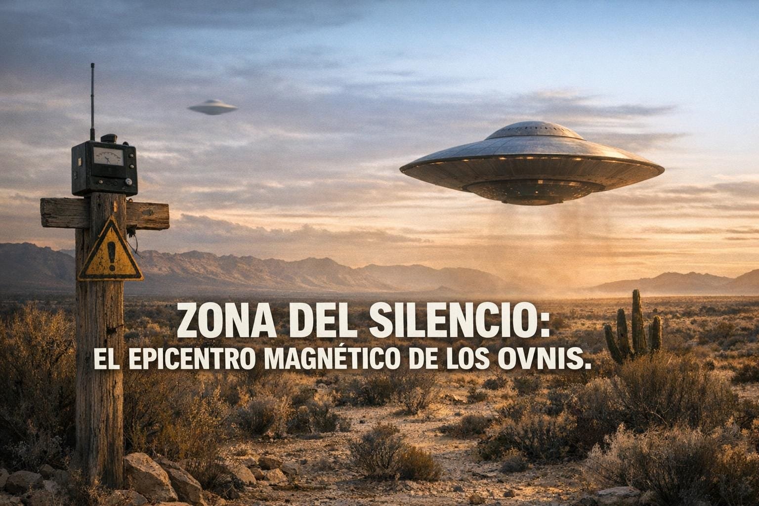Imagen generada con IA para el artículo Zona del Silencio: Misterio Magnético y OVNIs en el Desierto de Mapimí