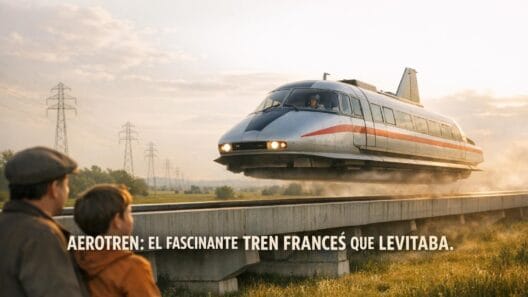 Imagen generada con IA para el artículo El Aerotren: La Fascinante Historia del Tren que Levitaba en Francia