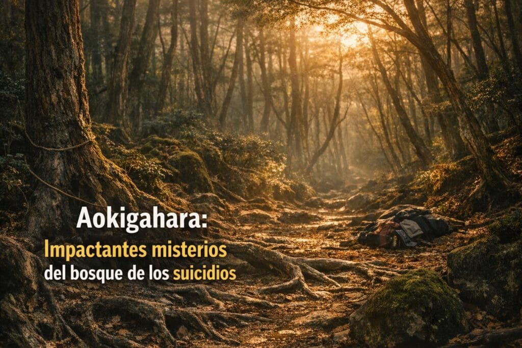 Imagen generada con IA para el artículo Aokigahara: Los Impactantes Misterios del Bosque de los Suicidios en Japón
