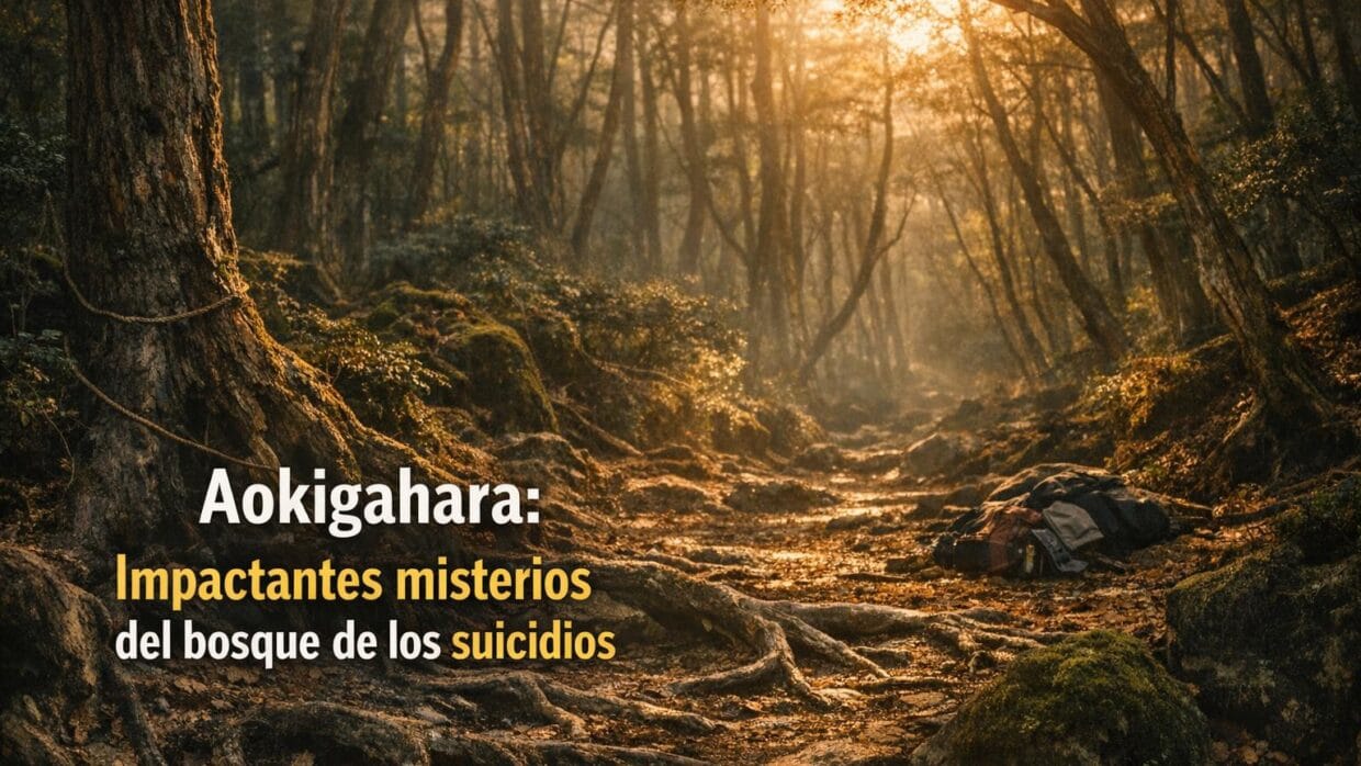 Imagen generada con IA para el artículo Aokigahara: Los Impactantes Misterios del Bosque de los Suicidios en Japón