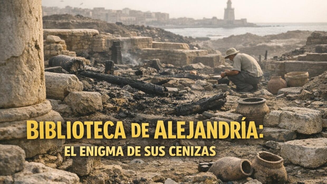 Gran Biblioteca de Alejandría: El Misterio de su Destrucción 6 Imagen generada con IA para el artículo Gran Biblioteca de Alejandría: El Misterio de su Destrucción