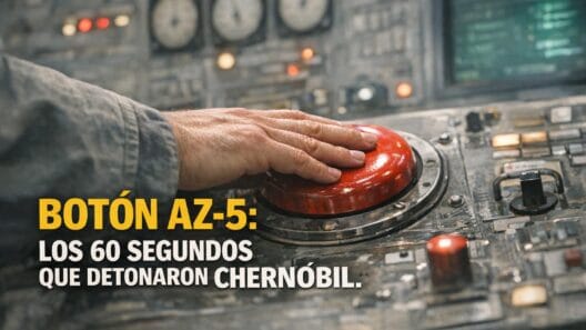 Imagen generada con IA para el artículo Chernóbil: El Botón AZ-5 y los 60 Segundos de la Explosión Fatal