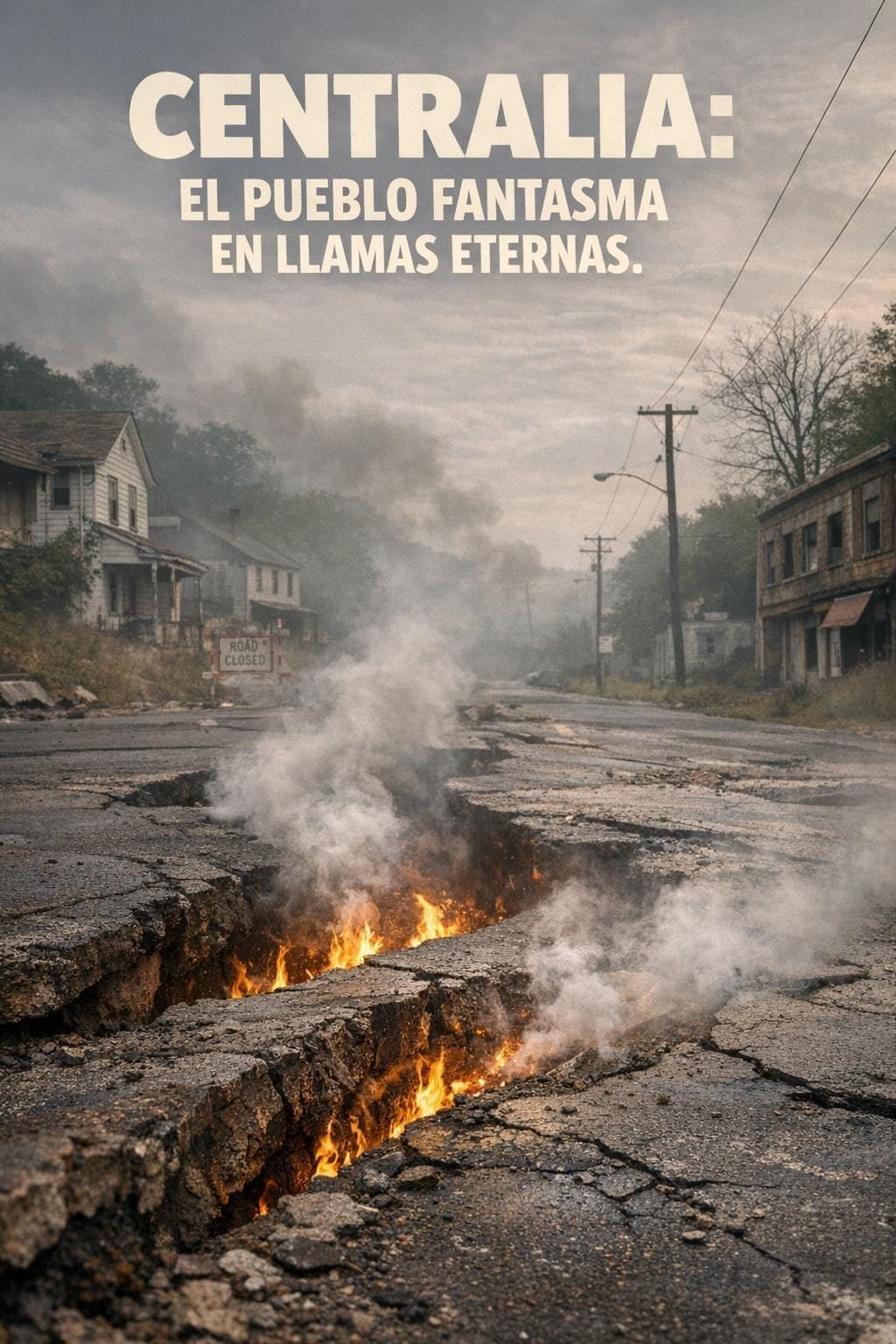 Imagen generada con IA para el artículo Catástrofe Centralia: El pueblo fantasma que arde sin fin