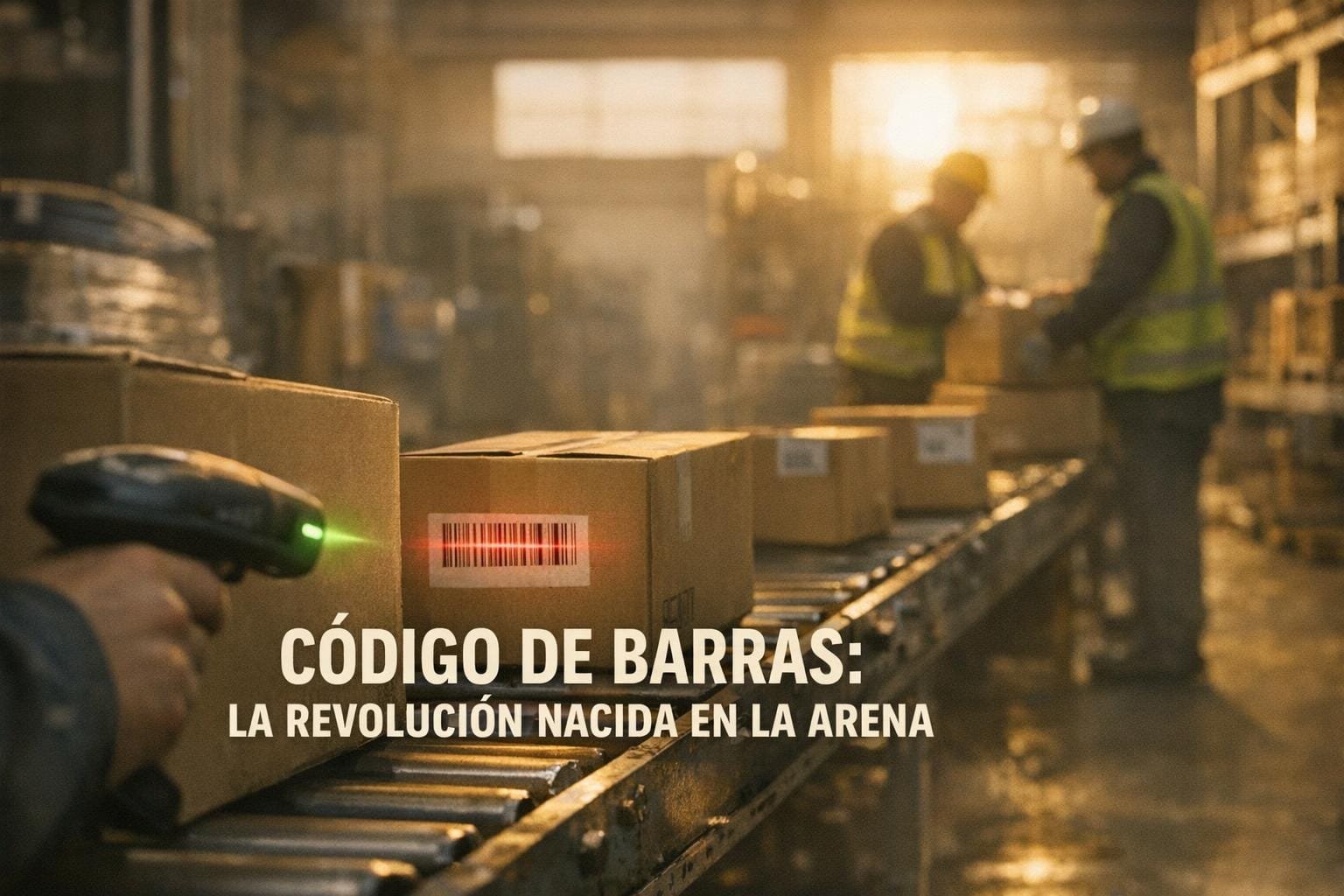 Imagen generada con IA para el artículo El increíble origen del código de barras: de la arena al UPC